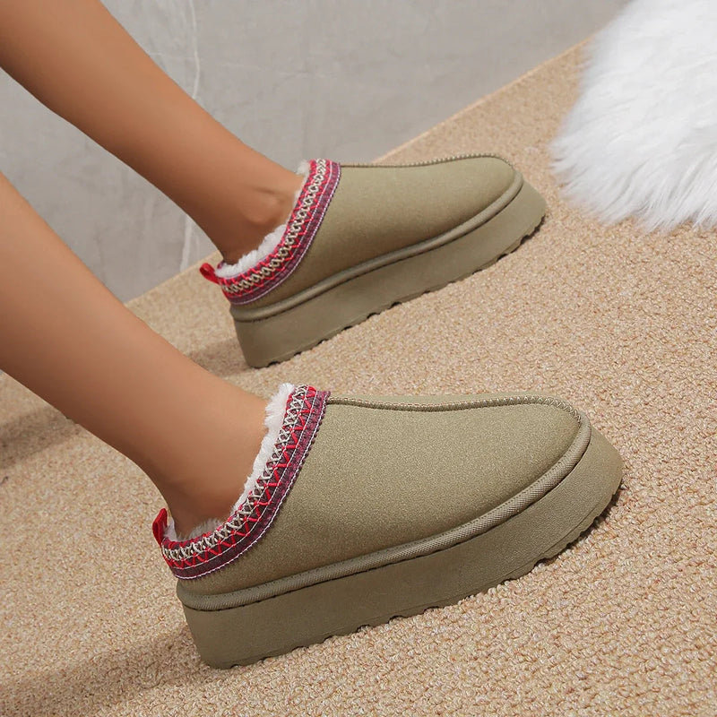 New Ankle Flats Platform Snow Boots Suede Plush Warm Winter New Thick Shoes Chelsea Boots 43