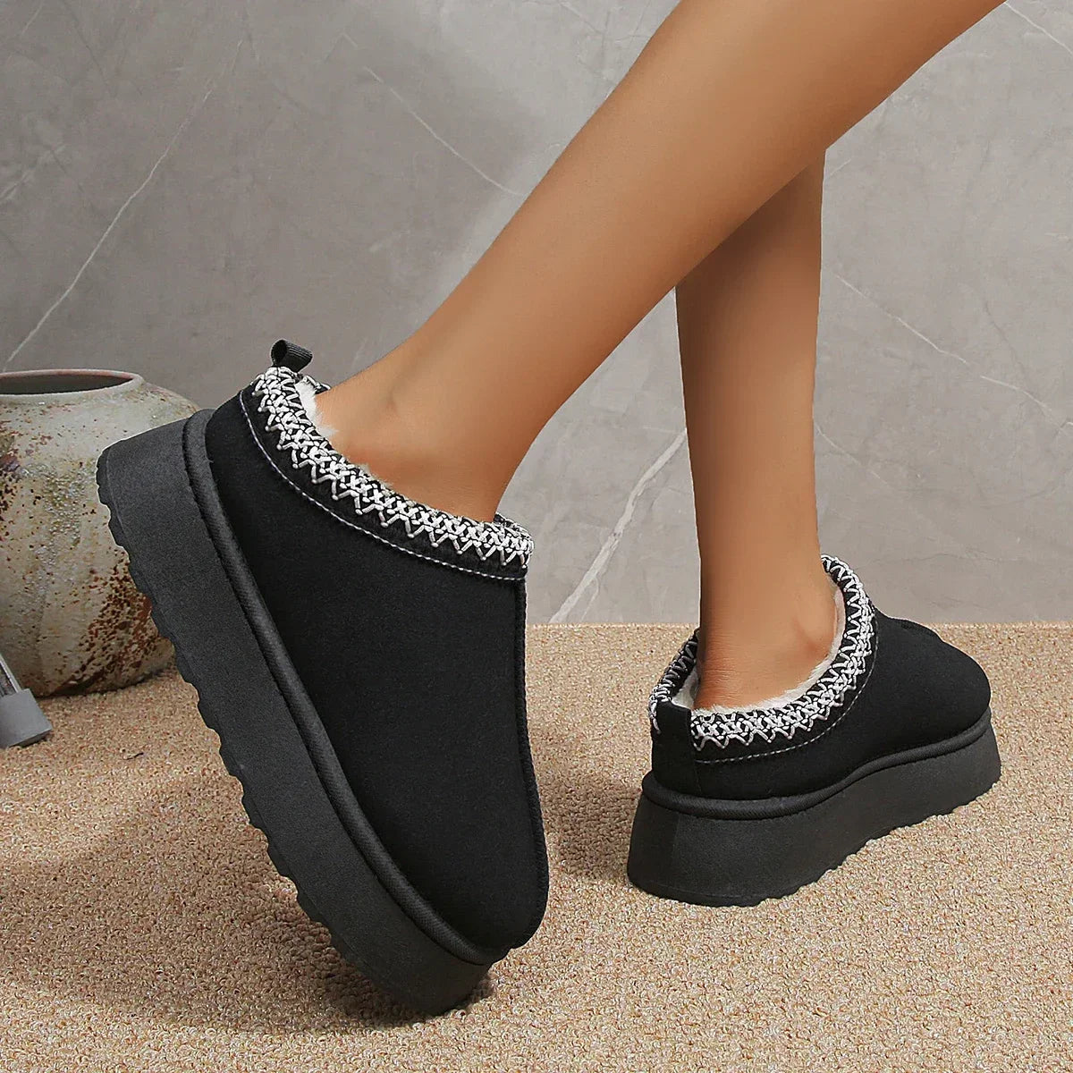 New Ankle Flats Platform Snow Boots Suede Plush Warm Winter New Thick Shoes Chelsea Boots 43