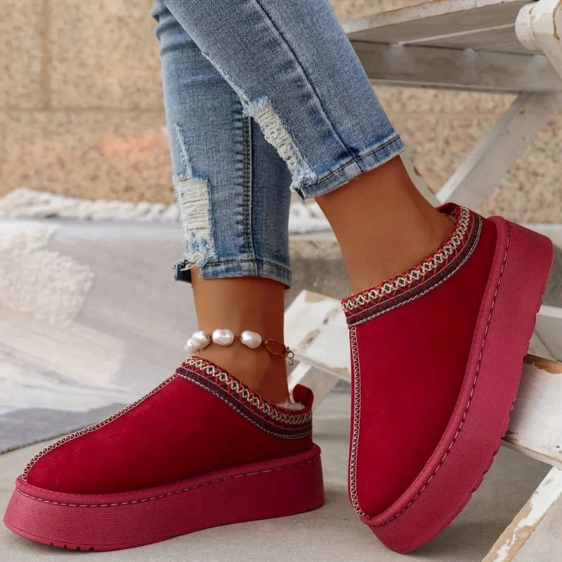 New Ankle Flats Platform Snow Boots Suede Plush Warm Winter New Thick Shoes Chelsea Boots 43