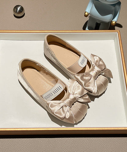 Splicing Bow New Apricot Shoes Flat
