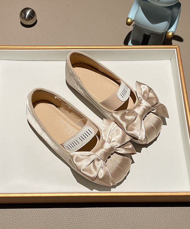 Splicing Bow New Apricot Shoes Flat
