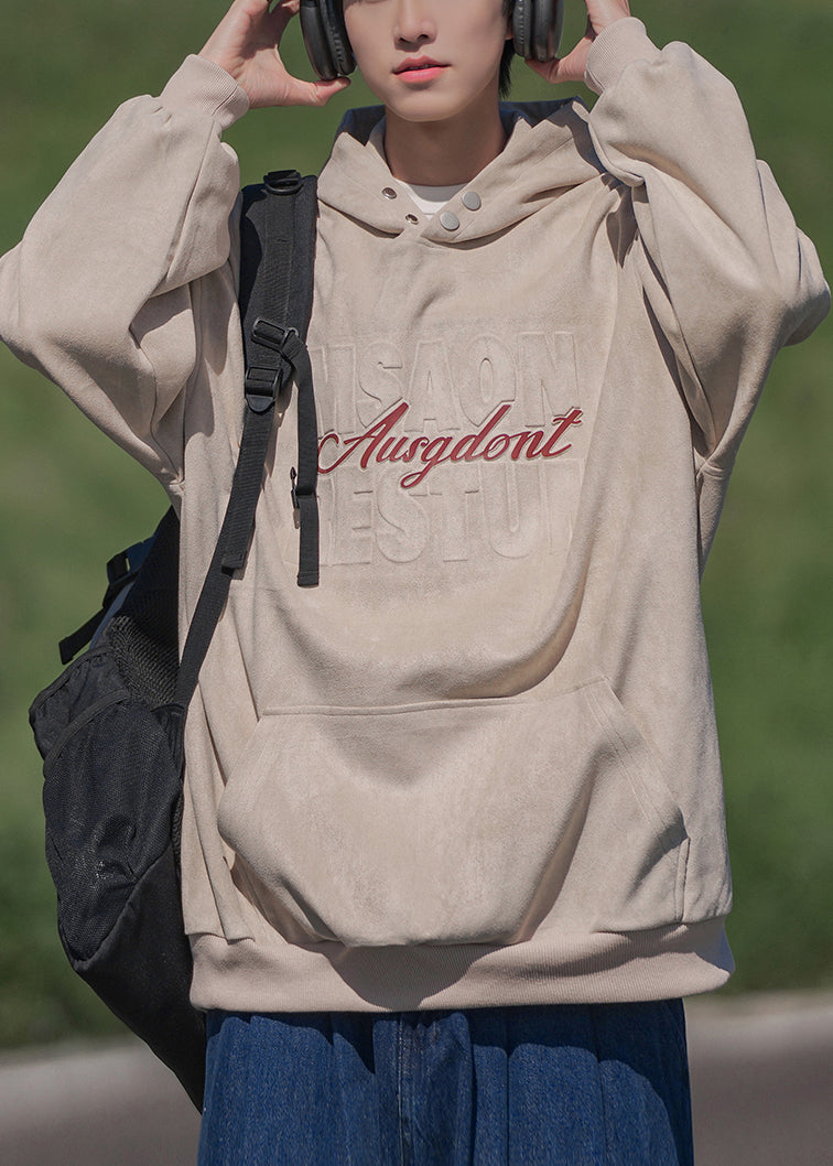 New Apricot Hooded Pockets Cotton Sweatshirts Spring Yq033