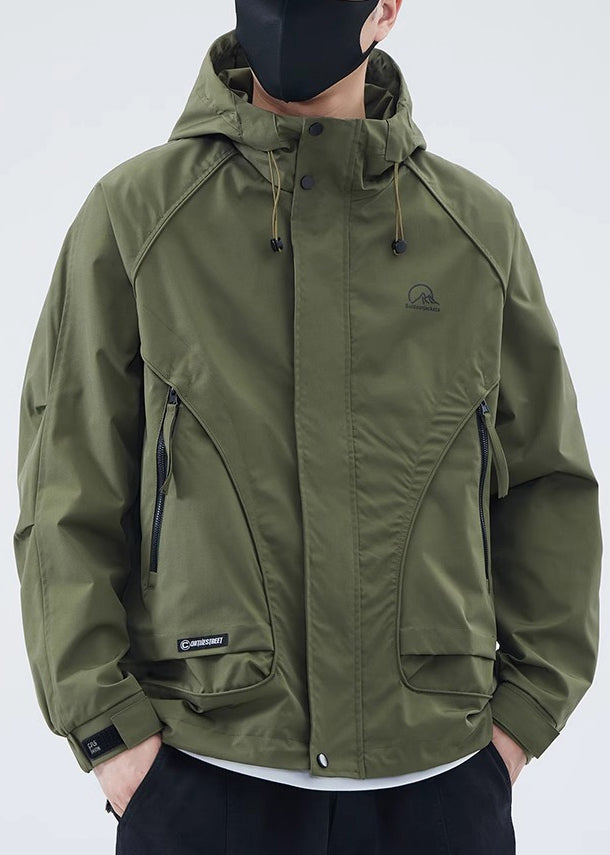 Green Spring Coat Cotton New Army Zippered Hooded