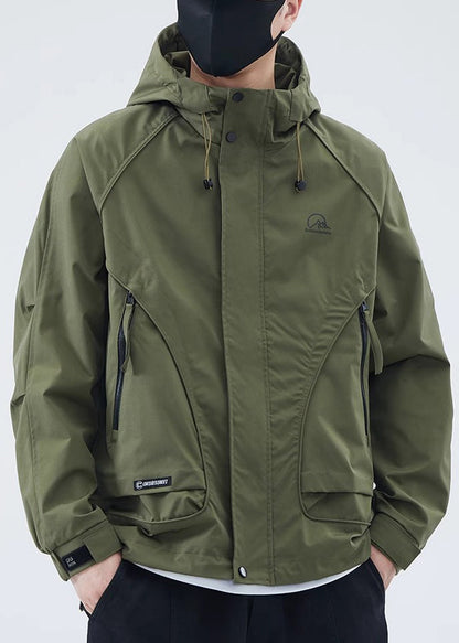 Green Spring Coat Cotton New Army Zippered Hooded