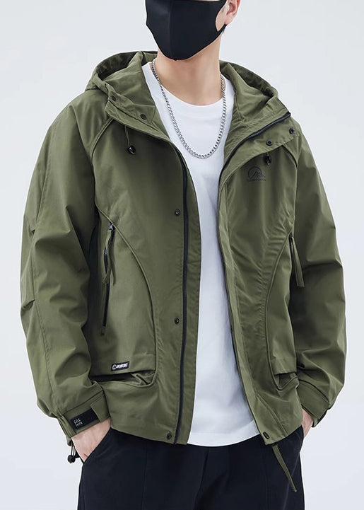Green Spring Coat Cotton New Army Zippered Hooded