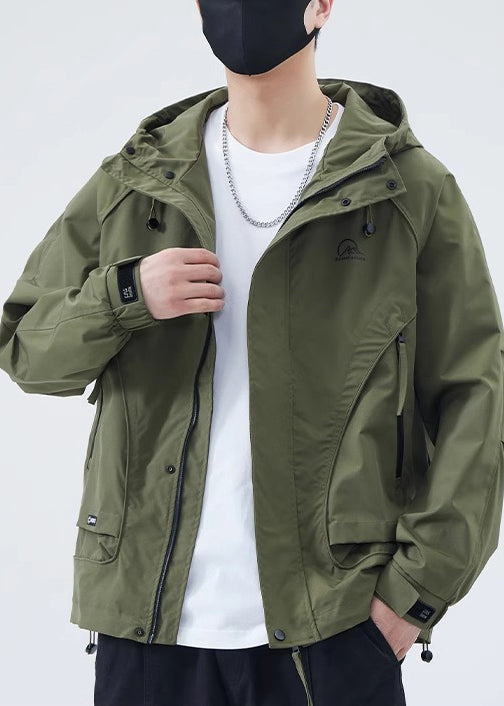 Green Spring Coat Cotton New Army Zippered Hooded