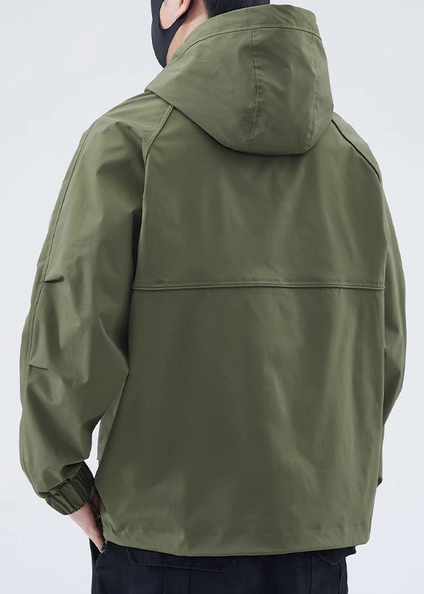 Green Spring Coat Cotton New Army Zippered Hooded