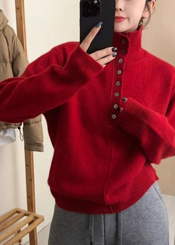 New Beige Hign Neck Thick Knitted Sweaters Tops Fall We025