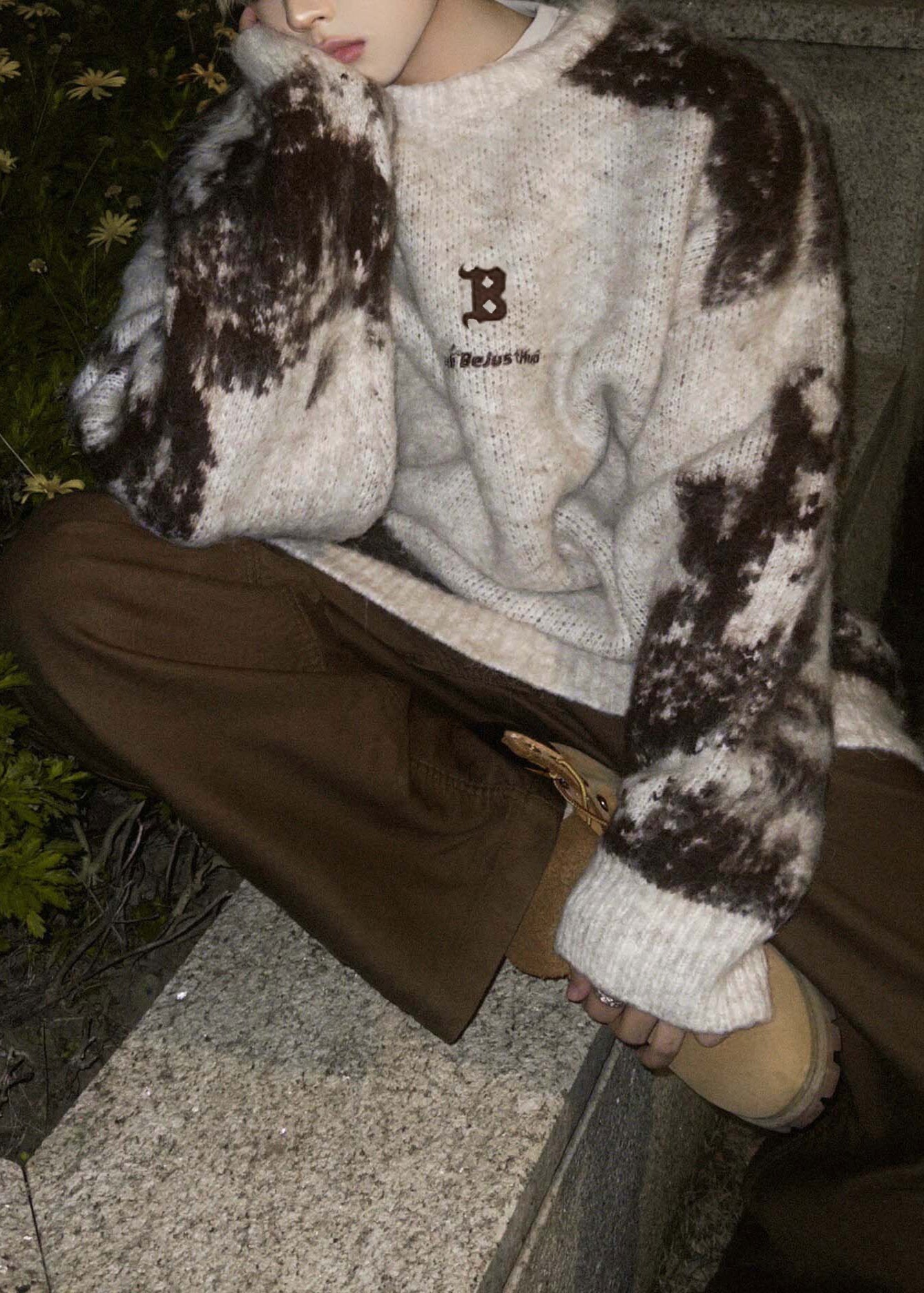 New Beige Tie Dye Cozy Knit Sweaters Winter Rc037