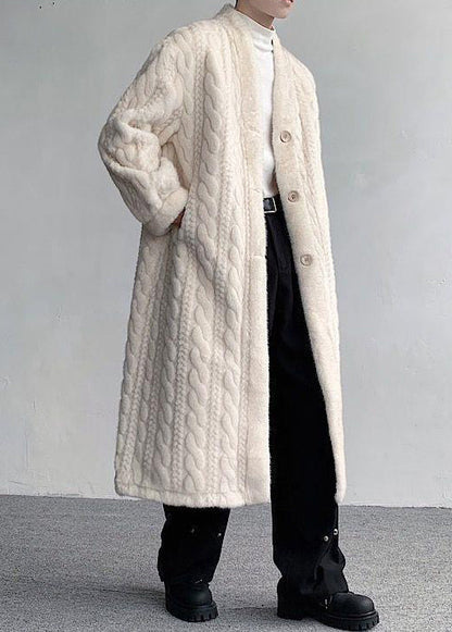 New Beige V Neck Button Mink Velvet Coats Winter Ro041