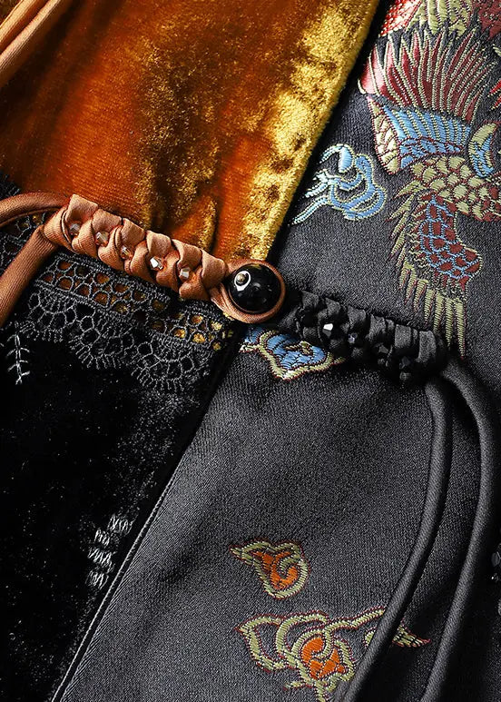 Chinese Button Embroidered Silk Velour Waistcoat Fall