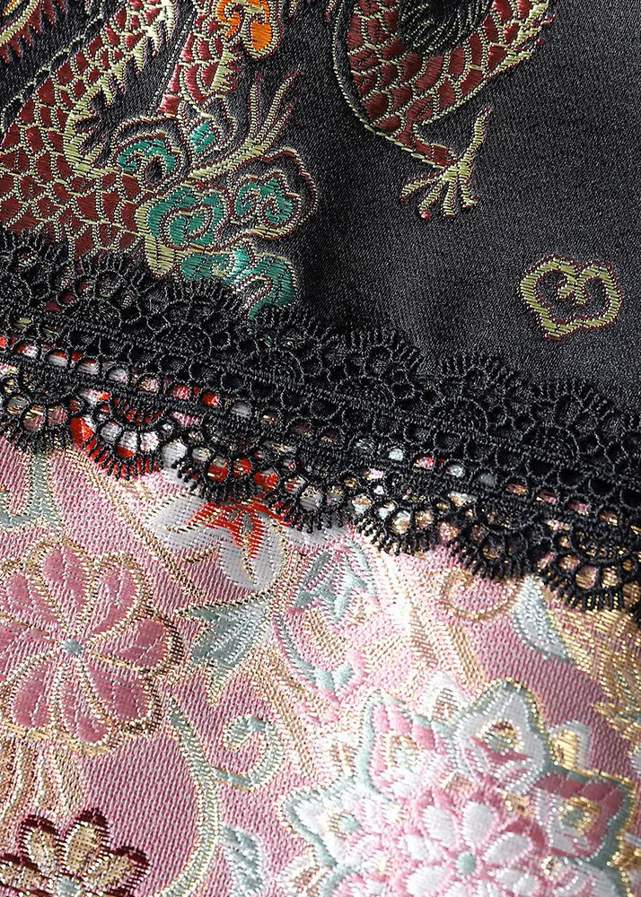 Chinese Button Embroidered Silk Velour Waistcoat Fall