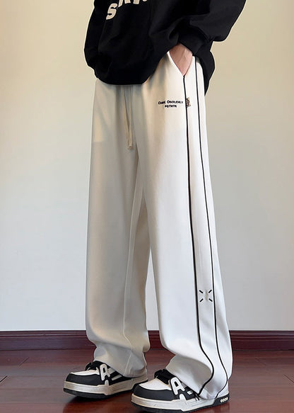 New Black Embroideried Patchwork Cotton Pants Fall Wa048