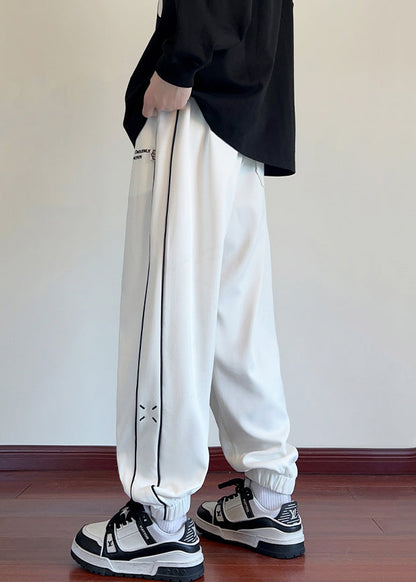 New Black Embroideried Patchwork Cotton Pants Fall Wa048