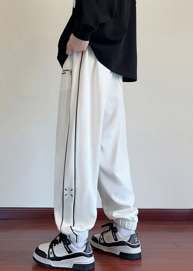 New Black Embroideried Patchwork Cotton Pants Fall Wa048