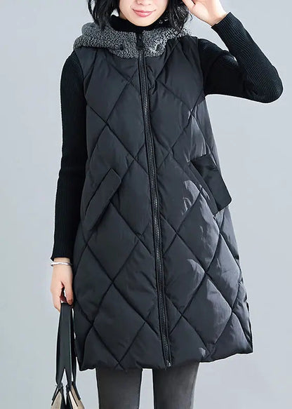 Hooded Faux Fur Patchwork Parka Waistcoat
