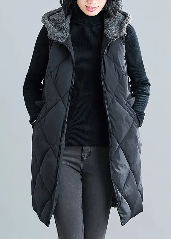 Hooded Faux Fur Patchwork Parka Waistcoat
