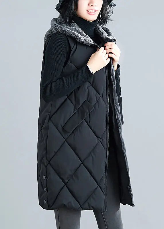 Hooded Faux Fur Patchwork Parka Waistcoat