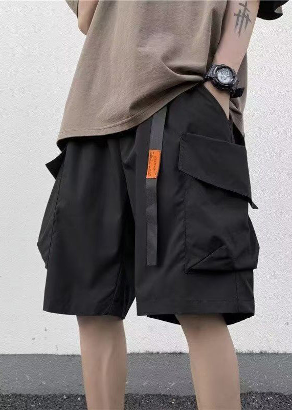 New Black Elastic Summer Pockets Shorts Waist Cotton
