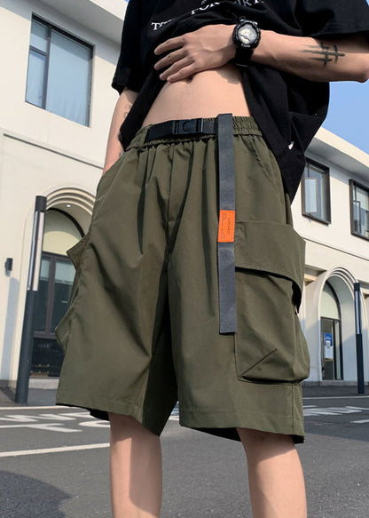 New Black Elastic Summer Pockets Shorts Waist Cotton