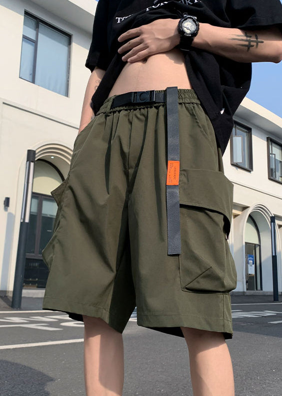 New Black Elastic Summer Pockets Shorts Waist Cotton