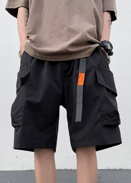 New Black Elastic Summer Pockets Shorts Waist Cotton