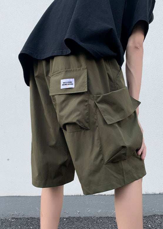 New Black Elastic Summer Pockets Shorts Waist Cotton