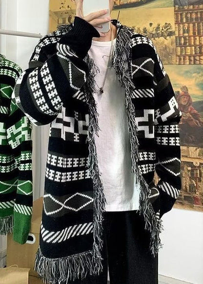 New Black Tasseled Cozy Knit Cardigans Fall Wj022
