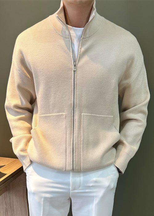 Knit Coats Spring Pockets Up New Black Zip