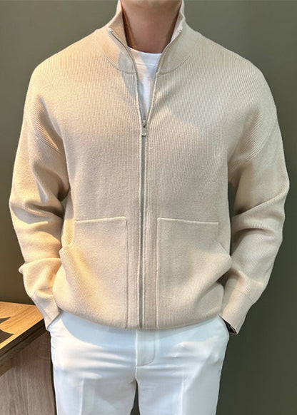 Knit Coats Spring Pockets Up New Black Zip