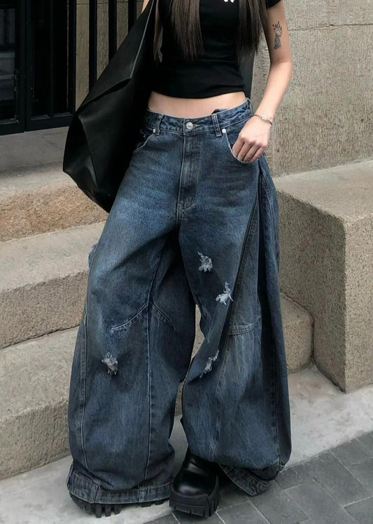 New Blue Hole High Waist Denim Pants Summer Pp037