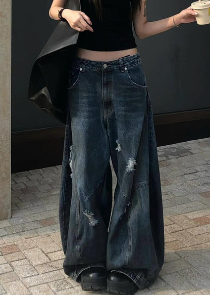 New Blue Hole High Waist Denim Pants Summer Pp037