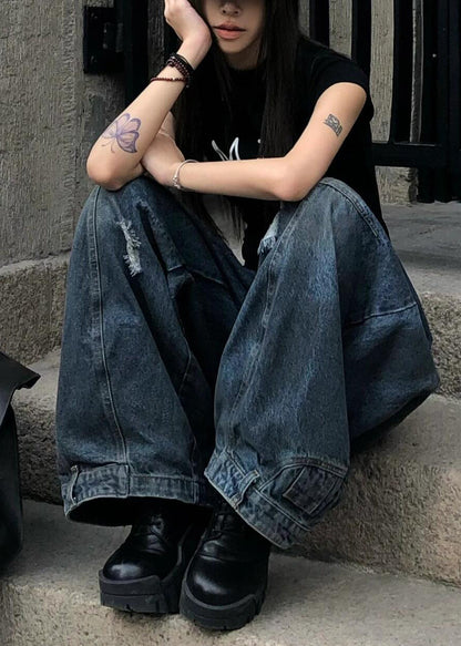 New Blue Hole High Waist Denim Pants Summer Pp037