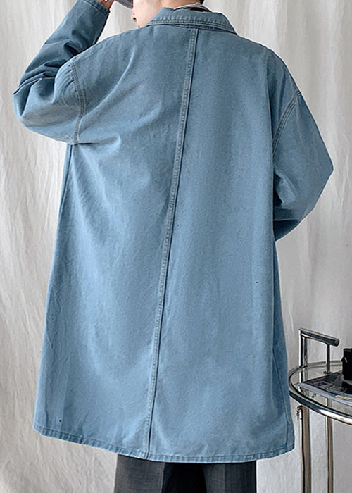 New Blue Peter Pan Collar Button Denim Coat Spring Yq012