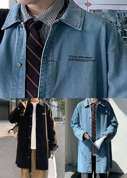 Black Print Pockets Coats Coats Peter Pan Collar Spring Yq013