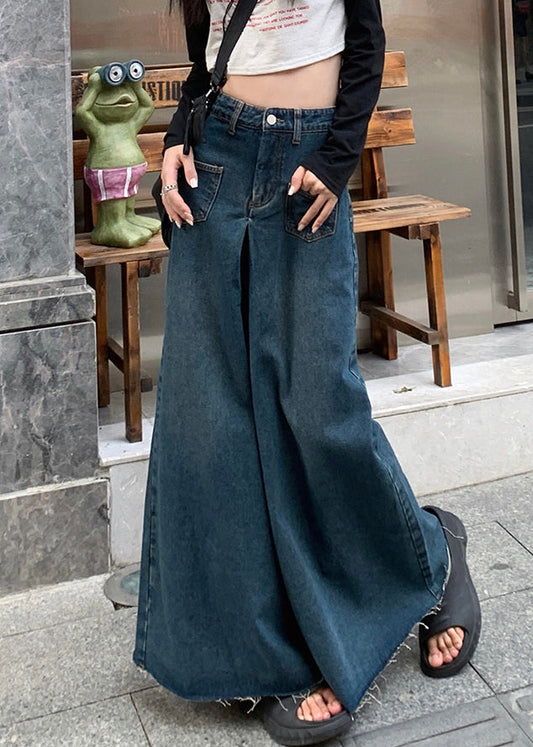 New Blue Pockets High Waist Denim Pants Fall Pp026