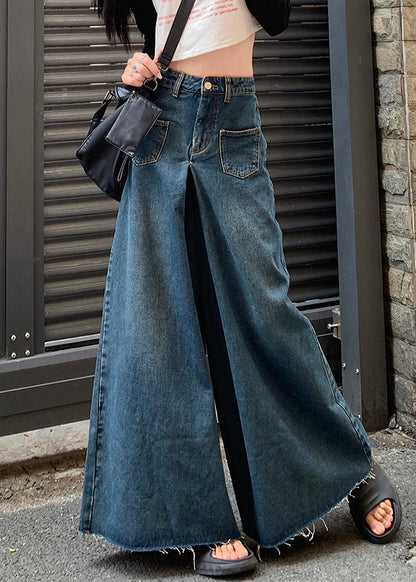 New Blue Pockets High Waist Denim Pants Fall Pp026