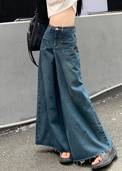 New Blue Pockets High Waist Denim Pants Fall Pp026