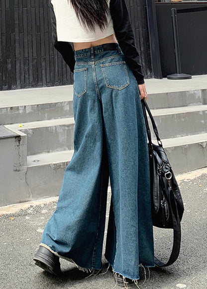 New Blue Pockets High Waist Denim Pants Fall Pp026
