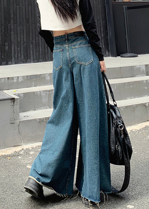 New Blue Pockets High Waist Denim Pants Fall Pp026