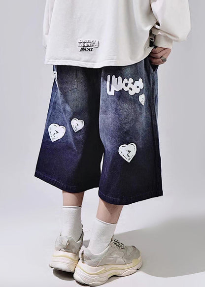 Print Lace New Waist Shorts Up Blue Summer Elastic