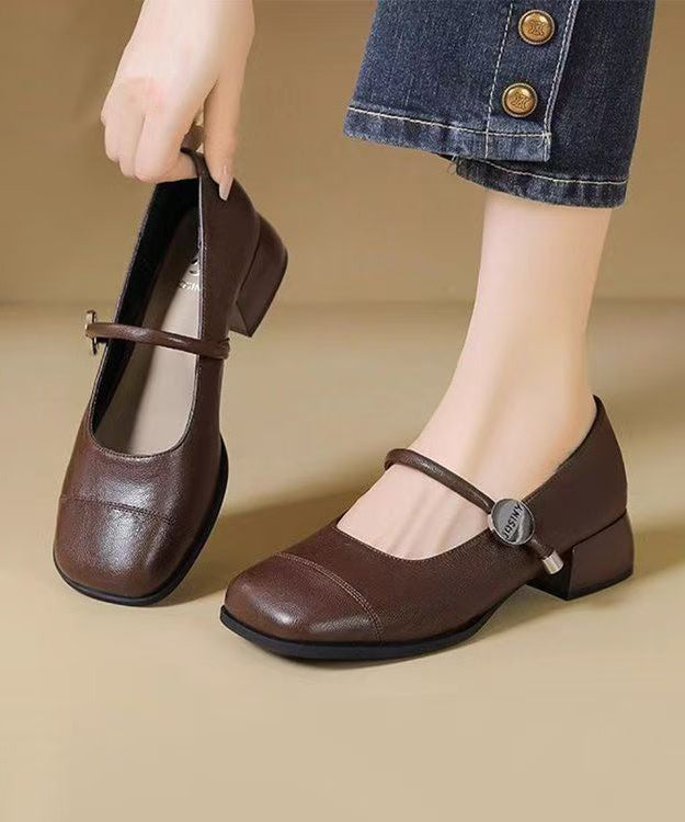 New Brown Faux Leather Loafer Shoes Splicing Buckle Strap Yc018