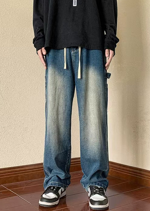 Denim New Spring Brown Waist Pants Pockets Elastic