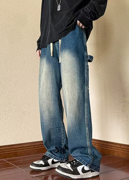 Denim New Spring Brown Waist Pants Pockets Elastic