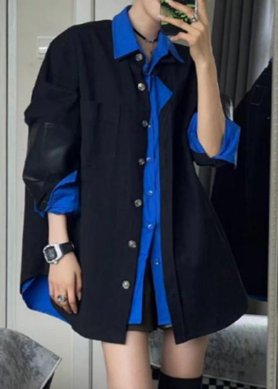 Shirt Blue New and Spring Two Set Butto Piece Black Coats