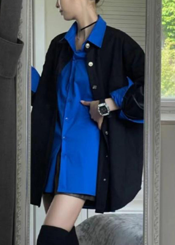 Shirt Blue New and Spring Two Set Butto Piece Black Coats
