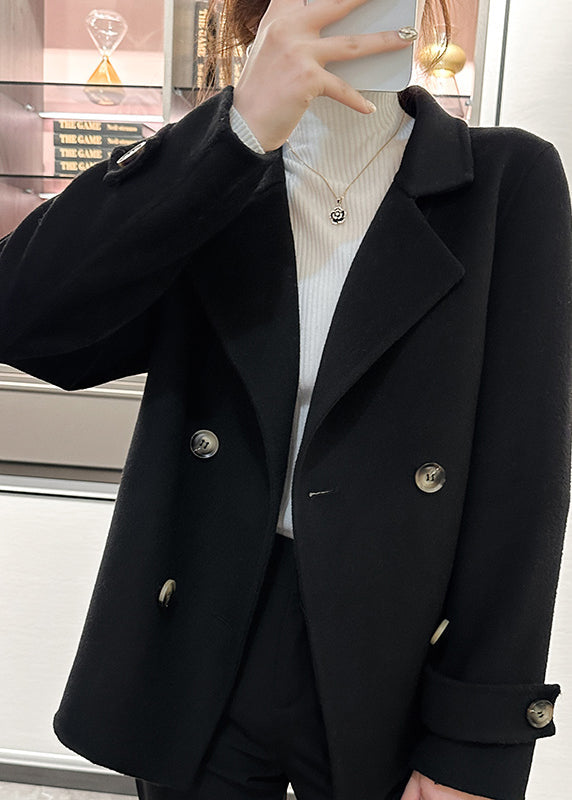 New Camel Notched Double Breast Woolen Peacoat Winter Rs037
