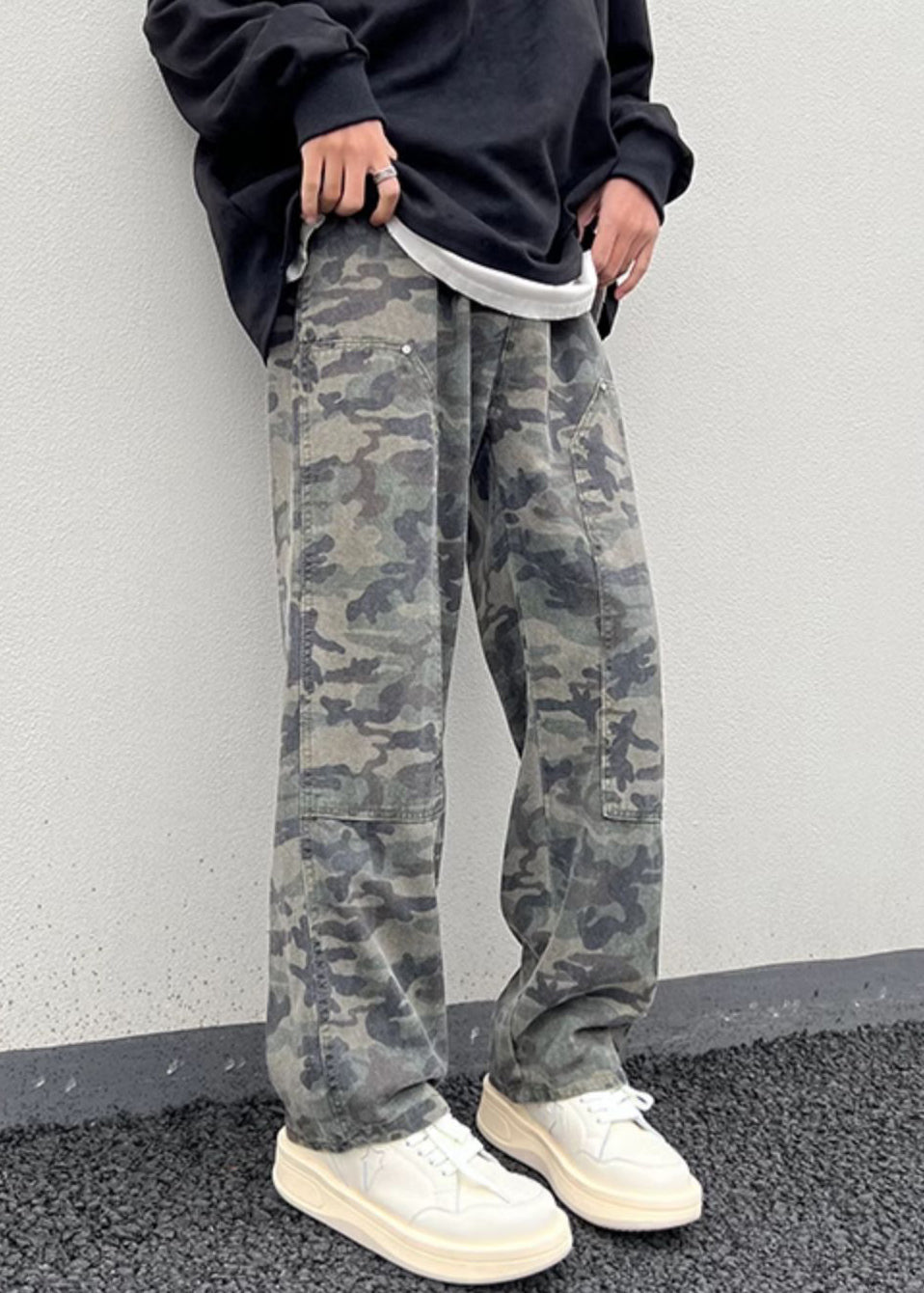 Camouflage Waist Warm High Spring Pockets New Pants Fleece
