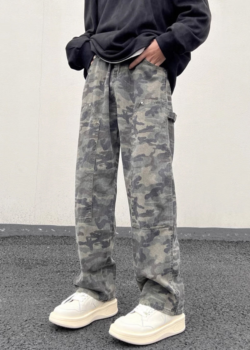 Camouflage Waist Warm High Spring Pockets New Pants Fleece