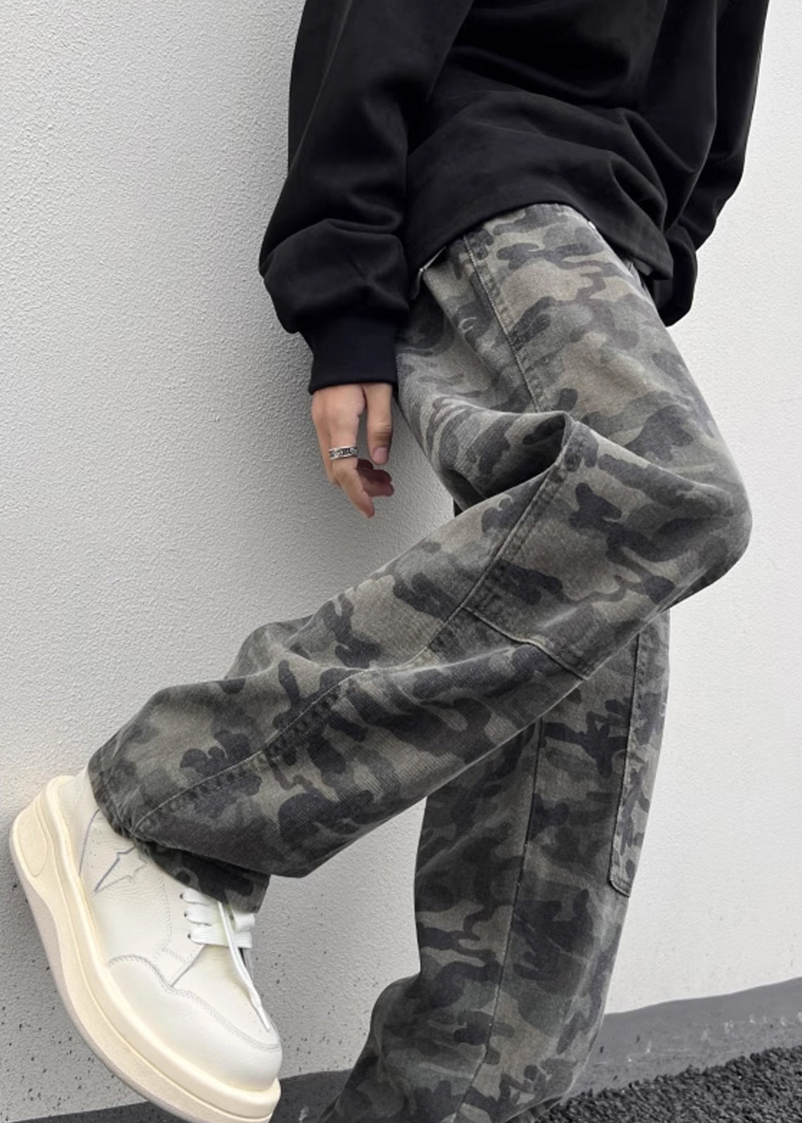 Camouflage Waist Warm High Spring Pockets New Pants Fleece